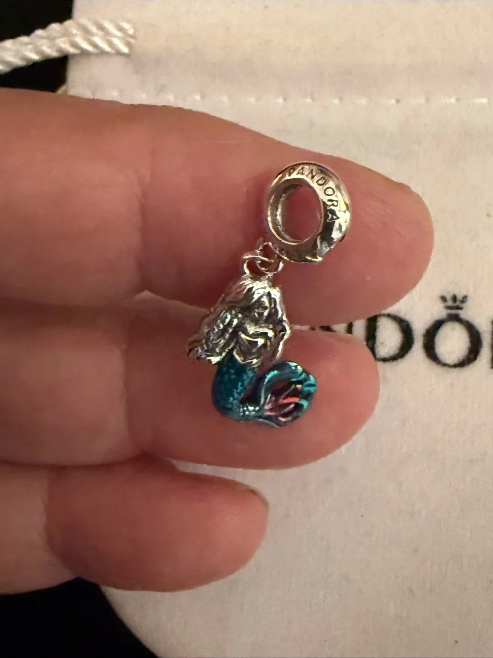 Pandora Silver Mermaid Charm with Teal Tail